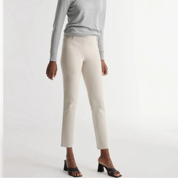 Quince Pants - Quince‎ Ultra-Stretch Ponte Straight Leg  Pant in Khaki size M career neutral